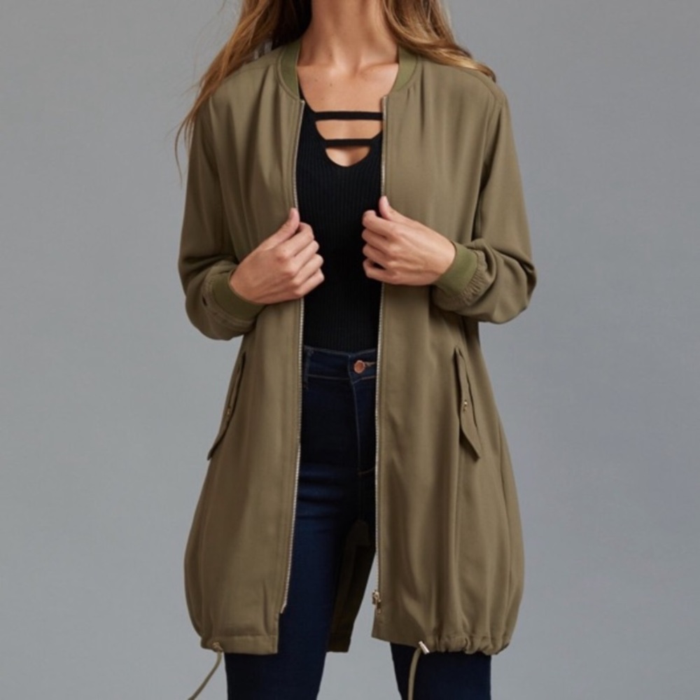 Dynamite Long Black Bomber Jacket
